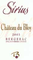 Wijn etiket - Bergerac Rouge 'Sirius' - Château du Bloy (Bergerac)