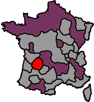 kaart Bergerac wijnstreek